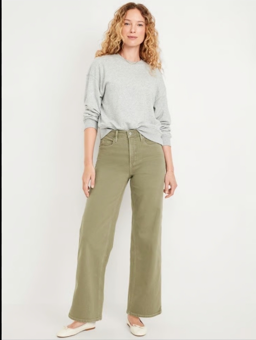 Old Navy Women's Extra High-Rise Wide Leg Jeans in Olive Green Size 2 NWOT